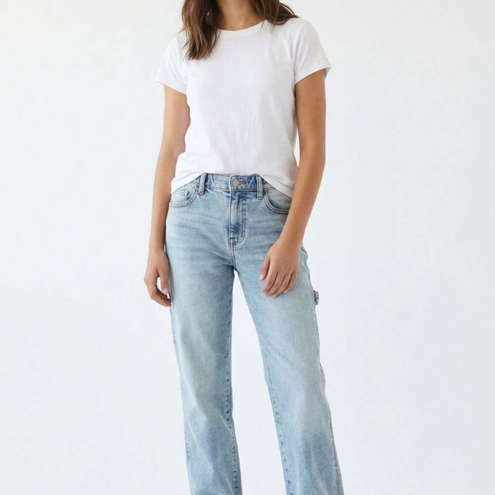 NWT Light Wash Carpenter Jeans Rolled Cuffs Straight Leg Relaxed Fit